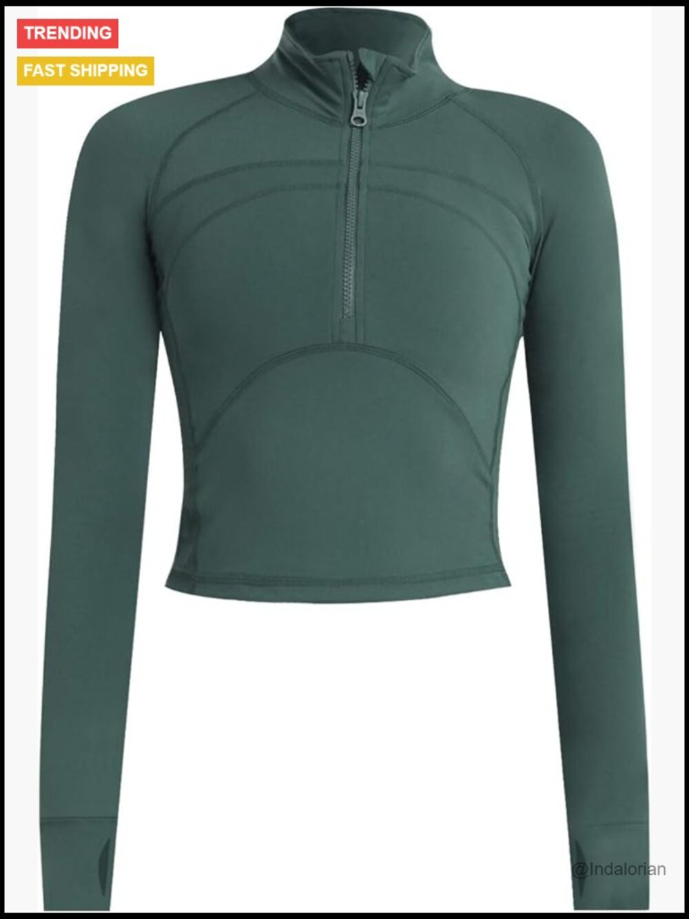 Cropped 1/2 Zip Workout Jacket Long Sleeve Running Yoga Pullover Slim Fit